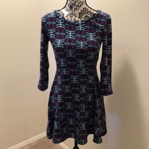 Sweater mini dress with pretty jeweled colors(purple, magenta and green)